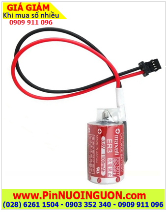 Maxell ER3 (Zắc PLC DF1.35); Pin nuôi nguồn PLC Maxell ER3 lithium 3.6v 1/2AA 1100mAh, Xuất xứ Nhật
